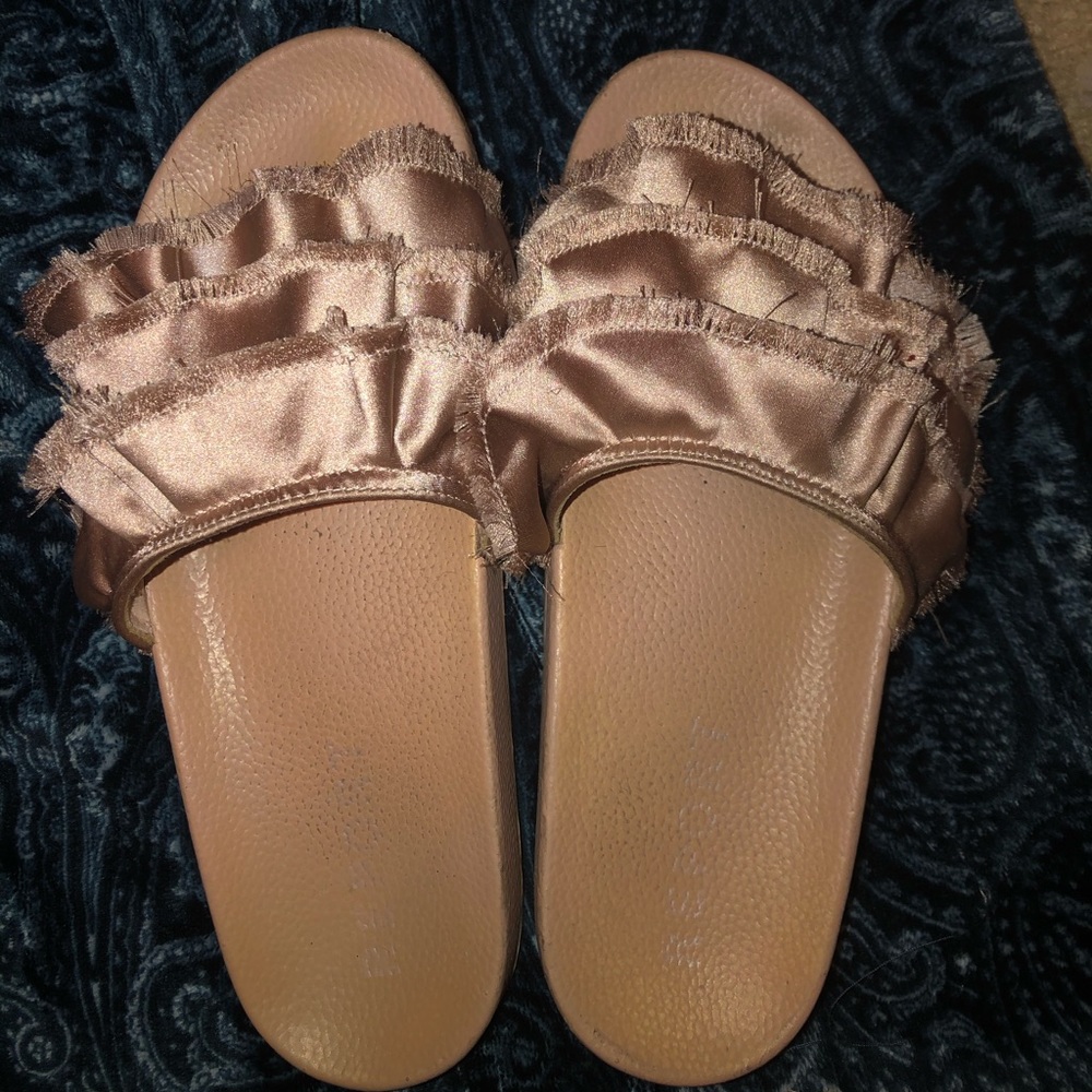 Rose gold satin slides ( ship same day)